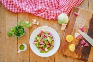 Frieda's Specialty Produce -Grilled Watermelon Radish and Jicama Salad with Chimichurri